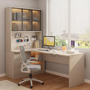 <span class=keywords><strong>Escritorio</strong></span> de Computadora de Madera con Estantería Integrada, <span class=keywords><strong>Escritorio</strong></span> de Estudio <span class=keywords><strong>para</strong></span> Dormitorio con <span class=keywords><strong>Panel</strong></span> Superior <span class=keywords><strong>Perforado</strong></span>, Incluye Cajones de Almacenamiento - Product Image 4