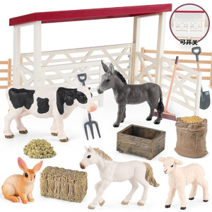 Modellini di animali da fattoria in plastica solida per la simulazione cognitiva dei bambini, decorazioni per scenari, cavalli, mucche, asini, conigli, pecore giocattolo. - Product Image 5