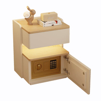 Mesita de Noche Moderna de Madera Maciza con Caja Fuerte Integrada Oculta, Antirrobo, Compacta, Ultra Estrecha de 30 cm, con Carga