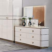 Grande coiffeuse de luxe moderne blanche avec miroir à led ensemble meubles de chambre à coucher tiroirs de rangement armoire en bois maquillage vanité bureau