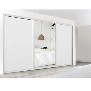 Armoire de chambre à coucher moderne sur mesure Jerome, <span class=keywords><strong>dressing</strong></span> avec porte coulissante à 3 portes, armoire blanche avec miroir - Product Image 1