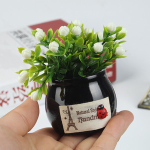 Planta Artificial en Maceta de 5x6x11cm, Hojas de Alta Simulación, Decoración Interior, Adorno para Coche, Regalo Creativo, Blanco y Verde - Product Image 2