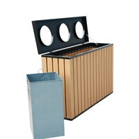 Poubelle extérieure en bois de grande taille, bac à déchets pour jardin, rue, poubelle publique, bac de tri des déchets