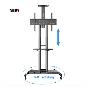 Carro de TV móvil extraíble personalizado adecuado para soporte de exhibición de 32-75 pulgadas con estante opcional - Product Image 2