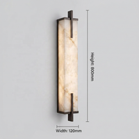 Applique murale LED de luxe en albâtre naturel, longue bande, cadre en métal bronze moderne, intensité variable, pour chambre, fond TV, couloir, 80 cm