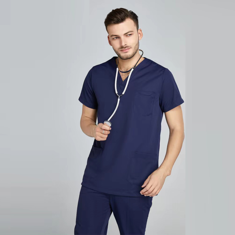 male navy blue short sleeve