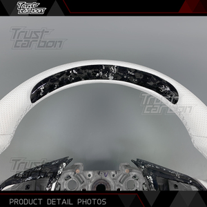 Volant en fibre de carbone forgée argentée personnalisé pour <span class=keywords><strong>Nissan</strong></span> Altima Teana 2018-2026 Qashqai Kicks NP300 Navara <span class=keywords><strong>Juke</strong></span> Rogue Sunny - Product Image 3
