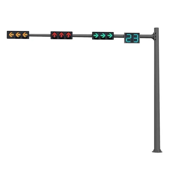 Smart Led Red Yellow Green Warning Light Crossroad Traffic Light Pole with Safety Sign