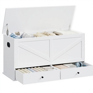 <span class=keywords><strong>Banc</strong></span> de rangement <span class=keywords><strong>VASAGLE</strong></span> style farmhouse blanc nuage avec 2 tiroirs en tissu - Product Image 1
