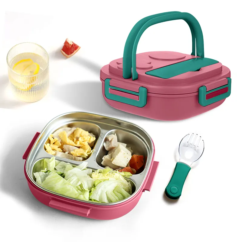 550ml Custom Color Multilayer 304 Stainless Steel Lunch Box Dishwasher Safe Plastic Food Container for Teenagers