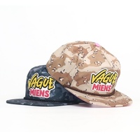 Casquette à 5 panneaux non structurée en nylon personnalisée, style vintage avec visière plate, broderie personnalisée