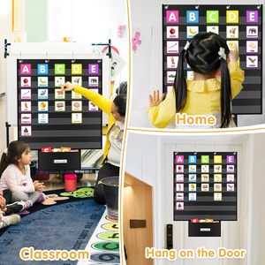 Tableau de poche 28x28 pouces, 7 poches avec sac de rangement pour mur de mots en classe, utilisation par les enseignants et les élèves - Product Image 5