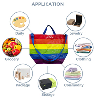 Ensemble de sacs en PP tissé laminé personnalisés, vert néon brillant, réutilisables, avec sangles en sangle noire