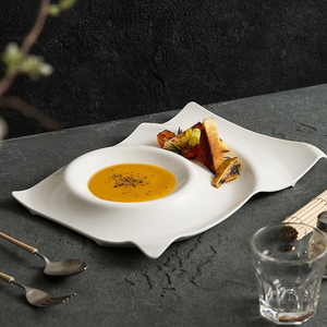 Ceramiche artistiche in <span class=keywords><strong>gres</strong></span> e porcellana Assiettes à soupe en porcelaine blanche Assiettes à <span class=keywords><strong>dessert</strong></span> occidentales en céramique Vaisselle de cuisine moléculaire - Product Image 5
