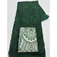 Tissu en dentelle soluble dans l'eau de haute qualité 100% polyester, avec des paillettes brillantes, des perles et des broderies, motif floral pour robes de soirée