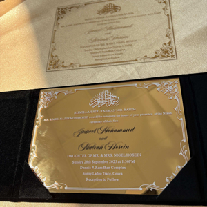 Carta de invitación para negocios <span class=keywords><strong>Visa</strong></span> Mariage Trifold Gold Mirror Impreso Acrílico Invitación DE BODA Sobre de lujo - Product Image 1