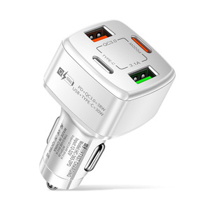 ที่ชาร์จในรถยนต์คุณภาพสูง QC 3.0 ชาร์จเร็ว 2 พอร์ต USB 2 พอร์ต Type C สำหรับโทรศัพท์มือถือทุกชนิด อุปกรณ์เสริมในรถยนต์ - Product Image 1