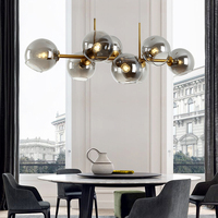 Lustre boule de verre de salon moderne nordique boule de bulle intérieure LED suspension