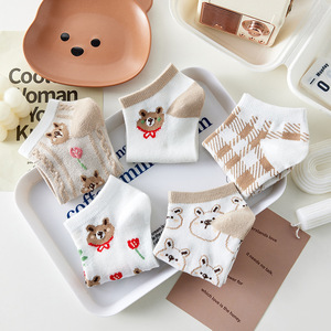 Women's Breathable Low Cut Cotton Socks Cartoon Bear Design Summer Thin Casual Socks - Product Image 2