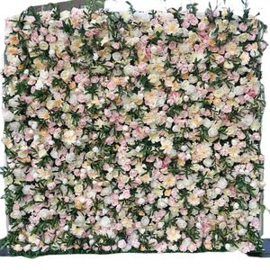 Fondo floral suave en tonos pastel con hojas verdes, telón de fondo de flores artificiales para estudio fotográfico y fiestas. - Product Image 3