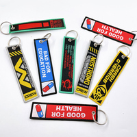 Porte-clés brodé personnalisé avec logo, double face, en tissu, avec lettres, broderie tissée, sur mesure