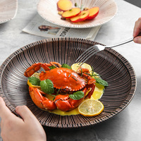 Assiette en porcelaine émaillée de style japonais, créative et personnalisée, vente directe d'usine XUANHUI, compatible micro-ondes, luxe léger, rétro