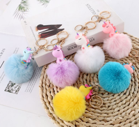 Nouvelle boule de fourrure cheval porte-clés pompon lapin boule de fourrure porte-clés moelleux voiture pendentif sac breloque cadeau peluche fourrure porte-clés