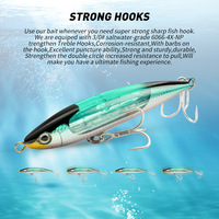 RUNTOO 70g 102g Leurre flottant de type crayon pour la pêche en haute mer, la pêche à la traîne, le thon et la pêche au gros gibier, avec lame flash bionique