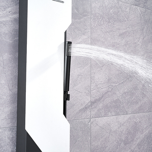 Panneau de douche intelligent en acier inoxydable 304 noir argenté brossé de haute qualité avec colonne de douche, cascade et jets spa - Product Image 3