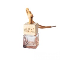 Flacon de parfum en verre coloré transparent fantaisie de 10 ml, vide, plat, diffuseur de voiture suspendu avec bouchon à vis en bois pour huile parfumée