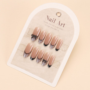 Xiaohongshu Usable Cat Eye Polka Dot Bowknot Manicura francesa Puntas de uñas Dulce Cool Temperamento Hot Girl Student Uñas postizas - Product Image 4