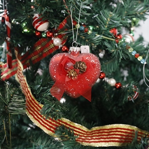 Christmas Tree Hanging Glass <b>Material</b> Ornament Hand Blown <b>Red</b> Glass Heart Home Decoration - Product Image 6