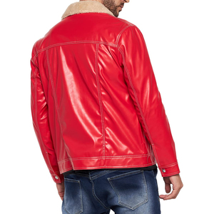 Pakistan Factory <b>Men's</b> Genuine Leather <b>Shearling</b> <b>Jacket</b> Canvas Fabric Customizable Spring Front Breathable Fashion Streetwear - Product Image 6