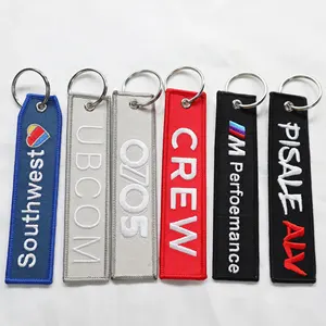 Wholesale Custom Fabric Embroidery Crew Keychain Flight Crew Motorcycle Embroidery Keychain With Promotional Gift