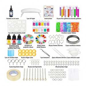 Kit de Resina para Manualidades, Resina UV Transparente para Joyería, Lámpara LED, Moldes de Silicona, Láminas de Purpurina, Flores, Colgantes, Llaveros - Product Image 2