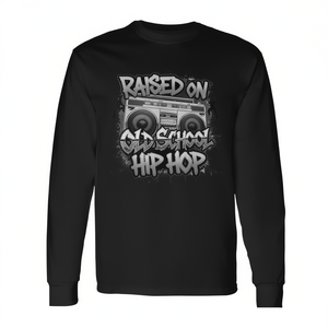 T-shirt à manches longues « Raised On Old School Hip Hop » avec design graffiti rap - Product Image 2