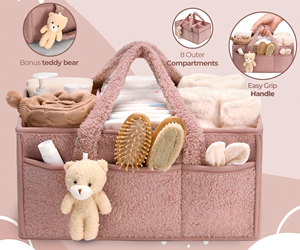 Large Nursery Baby Basket Changing Table Organizer for Baby Diaper Storage Portable Car Organizer with Removable Divider - Product Image 4