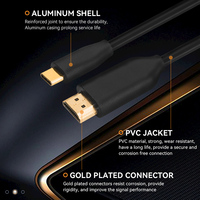 Câble USB-C vers HDMI 4K60Hz de 1M, 1,5M, 1,8M, 2M pour ordinateur portable, smartphone et téléviseur HD