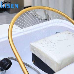 KISEN <span class=keywords><strong>Lit</strong></span> de lavage de cheveux de luxe moderne avec réservoir d'eau de 90 litres, fonction spa et massage, équipement de salon de coiffure avec chauffe-eau intégré - Product Image 5