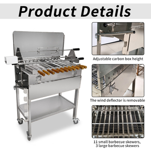 Grill rotatif automatique en acier inoxydable avec pare-vent et plateau <span class=keywords><strong>de</strong></span> cuisson réglable pour barbecue - Product Image 4