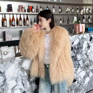 Vente chaude Beige 100% manteau <span class=keywords><strong>de</strong></span> fourrure <span class=keywords><strong>de</strong></span> <span class=keywords><strong>laine</strong></span> mongole avec grand col hiver mode <span class=keywords><strong>Lama</strong></span> manteau <span class=keywords><strong>de</strong></span> fourrure femmes Outwear Tibet veste <span class=keywords><strong>de</strong></span> fourrure <span class=keywords><strong>de</strong></span> mouton - Product Image 1