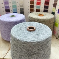 Fil recyclé en polyester doux et moelleux, mélange de laine d'alpaga brossée, filé en anneaux 9NM, avec élasthanne extensible, pour couvertures et écharpes tricotées