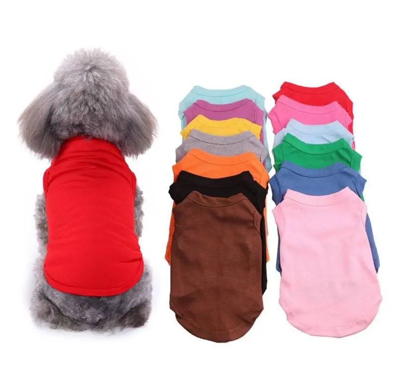 Wholesale Summer Cheap Cotton Plain Color Pet Clothes Blank Dog T Shirt