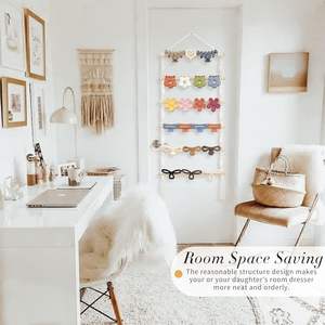 Organisateur mural en macramé pour pinces à cheveux, style bohème, pour femmes et filles, à suspendre sur une porte ou un placard - Product Image 2