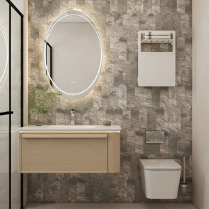 Bathroom with Cabinet Set Luxury <b>Wall</b> Mounted <b>Mirrored</b> Bathroom Vanities Floating Vanity Cabinet <b>for</b> Project and Apartment - Product Image 2