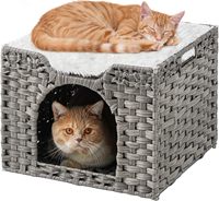 Lits pour chats Intérieur Chaton Maison Tissé à la Main Rotin Cat Cave Pet Cube Cat Houses