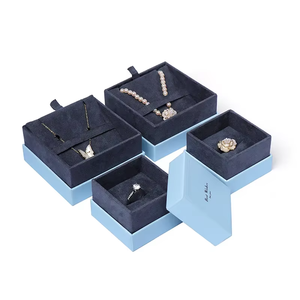 Boîte à bijoux minimaliste carrée bleu ciel avec insert en velours pour bagues et bracelets, lot de 100 pièces, best-seller, idéale pour les fêtes romantiques - Product Image 5