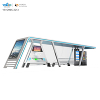 Abri d'arrêt de bus intelligent en métal avec éclairage solaire, kiosque à écran LED, diffusion vocale, prévisions météo, cadre intérieur en aluminium
