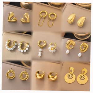 Vendita calda 18k in acciaio inox trifoglio zircone fiocco con perla goccia orecchini a forma di cuore da donna gioielli di moda - Product Image 2