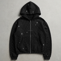 Sweat-shirt à capuche zippé personnalisé OEM pour femme, orné de strass, coupe oversize, veste à capuche scintillante avec diamants, style streetwear Y2K